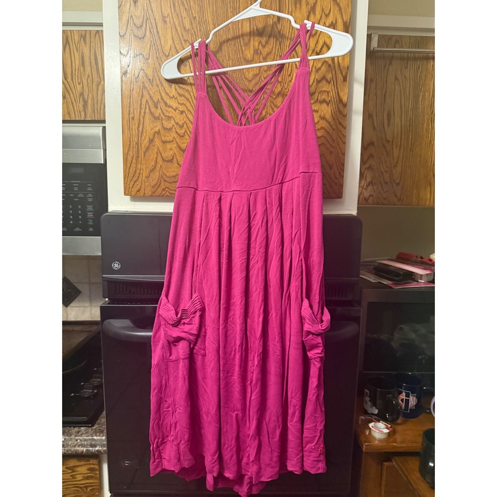 Marvin Richards Pink Strappy Crisscross‎ Back Pocket Sundress Womens Size 12